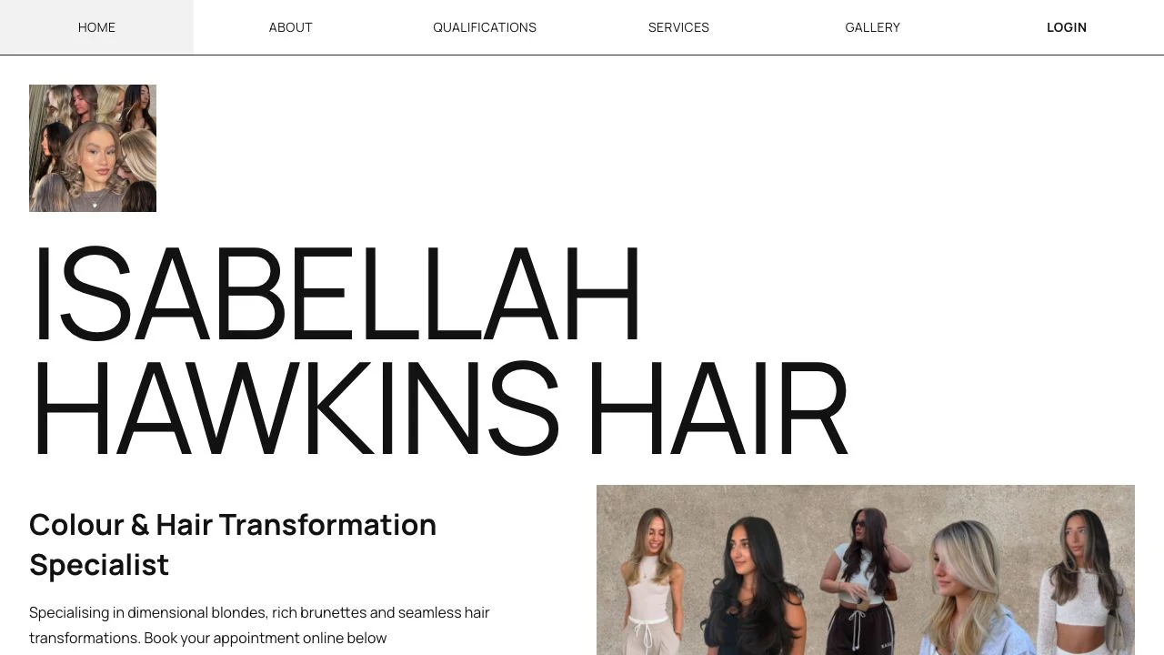 Isabellah Hawkins Hair website built with JENA